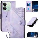 For Infinix Smart 7 India YX0080 Grid Butterfly Embossed Pattern Flip Leather Phone Case with Lanyard(Light Purple) - 1