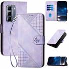 For Infinix Hot 50 Pro+ 4G Grid Butterfly Embossed Pattern Leather Phone Case with Lanyard(Light Purple) - 1