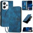 For Infinix Hot 30 Play / Hot 30 Play NFC Grid Butterfly Embossed Pattern Leather Phone Case with Lanyard(Dark Blue) - 1