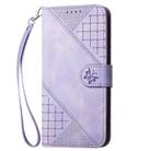 For Infinix Smart 6 Plus India Grid Butterfly Embossed Pattern Leather Phone Case with Lanyard(Light Purple) - 2