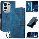 For Infinix Note 50s Grid Butterfly Embossed Pattern Leather Phone Case with Lanyard(Dark Blue) - 1