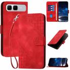 For Infinix Smart 10 Plus 4G Grid Butterfly Embossed Pattern Leather Phone Case with Lanyard(Red) - 1