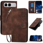 For Infinix Smart 10 Plus 4G Grid Butterfly Embossed Pattern Leather Phone Case with Lanyard(Coffee) - 1