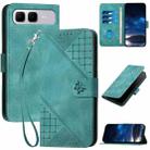 For Infinix Smart 10 Plus 4G Grid Butterfly Embossed Pattern Leather Phone Case with Lanyard(Light Blue) - 1