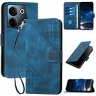 For Tecno Camon 20 / 20 Pro 4G YX0080 Grid Butterfly Embossed Pattern Flip Leather Phone Case with Lanyard(Dark Blue) - 1