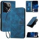 For Tecno Camon 20 Premier 5G YX0080 Grid Butterfly Embossed Pattern Flip Leather Phone Case with Lanyard(Dark Blue) - 1