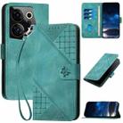 For Tecno Camon 20 Premier 5G YX0080 Grid Butterfly Embossed Pattern Flip Leather Phone Case with Lanyard(Light Blue) - 1