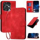 For Tecno Spark 10C YX0080 Grid Butterfly Embossed Pattern Flip Leather Phone Case with Lanyard(Red) - 1