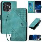 For Tecno Spark 10C YX0080 Grid Butterfly Embossed Pattern Flip Leather Phone Case with Lanyard(Light Blue) - 1