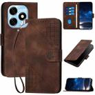 For Tecno Spark 20 4G / 20C 4G YX0080 Grid Butterfly Embossed Pattern Flip Leather Phone Case with Lanyard(Coffee) - 1