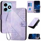 For Tecno Spark 20 4G / 20C 4G YX0080 Grid Butterfly Embossed Pattern Flip Leather Phone Case with Lanyard(Light Purple) - 1