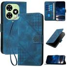 For Tecno Spark Go 2024 4G YX0080 Grid Butterfly Embossed Pattern Flip Leather Phone Case with Lanyard(Dark Blue) - 1