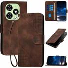 For Tecno Spark Go 2024 4G YX0080 Grid Butterfly Embossed Pattern Flip Leather Phone Case with Lanyard(Coffee) - 1