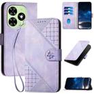 For Tecno Spark Go 2024 4G YX0080 Grid Butterfly Embossed Pattern Flip Leather Phone Case with Lanyard(Light Purple) - 1