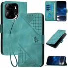 For Tecno Spark Go 2023 YX0080 Grid Butterfly Embossed Pattern Flip Leather Phone Case with Lanyard(Light Blue) - 1