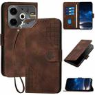 For Tecno Pova 6 Neo YX0080 Grid Butterfly Embossed Pattern Flip Leather Phone Case with Lanyard(Coffee) - 1