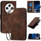 For Tecno Spark 30 4G Grid Butterfly Embossed Pattern Leather Phone Case with Lanyard(Coffee) - 1