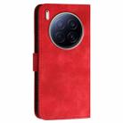 For Tecno Camon 40 Premier Grid Butterfly Embossed Pattern Leather Phone Case with Lanyard(Red) - 3