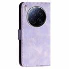 For Tecno Camon 40 Premier Grid Butterfly Embossed Pattern Leather Phone Case with Lanyard(Light Purple) - 3