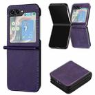 For Samsung Galaxy Z Flip5 Solid Color Calf Texture Folding Leather Phone Case(Purple) - 1