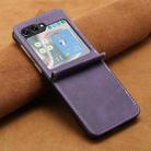 For Samsung Galaxy Z Flip5 Solid Color Calf Texture Folding Leather Phone Case(Purple) - 2