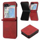 For Samsung Galaxy Z Flip5 Solid Color Calf Texture Folding Leather Phone Case(Red) - 1