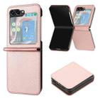 For Samsung Galaxy Z Flip5 Solid Color Calf Texture Folding Leather Phone Case(Rose Gold) - 1