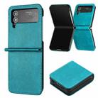 For Samsung Galaxy Z Flip4 Solid Color Calf Texture Folding Leather Phone Case(Green) - 1