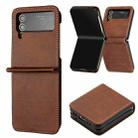 For Samsung Galaxy Z Flip4 Solid Color Calf Texture Folding Leather Phone Case(Dark Brown) - 1