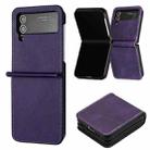 For Samsung Galaxy Z Flip4 Solid Color Calf Texture Folding Leather Phone Case(Purple) - 1