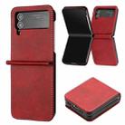 For Samsung Galaxy Z Flip4 Solid Color Calf Texture Folding Leather Phone Case(Red) - 1