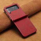 For Samsung Galaxy Z Flip4 Solid Color Calf Texture Folding Leather Phone Case(Red) - 2