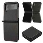 For Samsung Galaxy Z Flip4 Solid Color Calf Texture Folding Leather Phone Case(Black) - 1