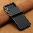 For Samsung Galaxy Z Flip4 Solid Color Calf Texture Folding Leather Phone Case(Black) - 2