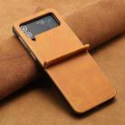 For Samsung Galaxy Z Flip3 5G Solid Color Calf Texture Folding Leather Phone Case(Light Brown) - 2