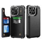 For iPhone 15 Pro Diamond Horizontal Card Bag Leather Phone Case(Black) - 1