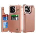 For iPhone 15 Pro Diamond Horizontal Card Bag Leather Phone Case(Rose Gold) - 1