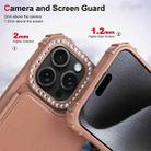 For iPhone 15 Pro Diamond Horizontal Card Bag Leather Phone Case(Rose Gold) - 3