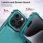 For iPhone 15 Pro Diamond Horizontal Card Bag Leather Phone Case(Cyan Green) - 3