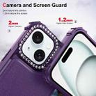 For iPhone 15 Diamond Horizontal Card Bag Leather Phone Case(Purple) - 3