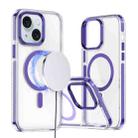 For iPhone 15 Two-color TPU Hybrid PC MagSafe Phone Case(Purple) - 1