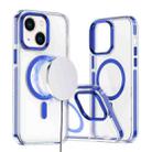 For iPhone 14 Plus Two-color TPU Hybrid PC MagSafe Phone Case(Blue) - 1