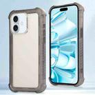 For iPhone 16 Plus Transparent Matte TPU Hybrid PC 3-in-1 Phone Case(Grey) - 1