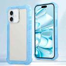 For iPhone 16 Plus Transparent Matte TPU Hybrid PC 3-in-1 Phone Case(Blue) - 1