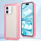 For iPhone 16 Plus Transparent Matte TPU Hybrid PC 3-in-1 Phone Case(Pink) - 1