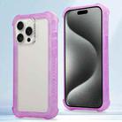 For iPhone 15 Pro Transparent Matte TPU Hybrid PC 3-in-1 Phone Case(Purple) - 1