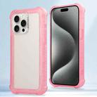 For iPhone 15 Pro Transparent Matte TPU Hybrid PC 3-in-1 Phone Case(Pink) - 1