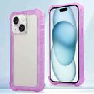 For iPhone 15 Transparent Matte TPU Hybrid PC 3-in-1 Phone Case(Purple) - 1