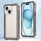 For iPhone 15 Transparent Matte TPU Hybrid PC 3-in-1 Phone Case(Grey) - 1