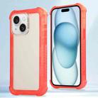 For iPhone 15 Transparent Matte TPU Hybrid PC 3-in-1 Phone Case(Orange) - 1